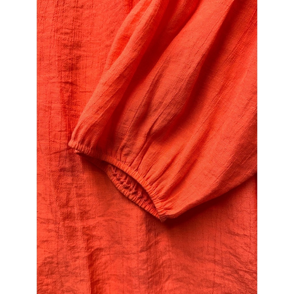 Studio Woman 1X Boho Lace Crochet Top Coral Peasant Blouse Flowy - Picture 4 of 12